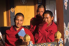 Buddhistische Mönche, Lama, in Bhutan.