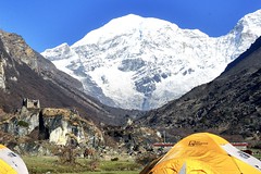 Trekkingroute im Himalaya, Bhutan, Basislager am Chomolhari, 7326 m. Foto: Dr. Karl Gabl.