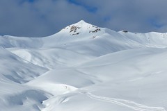 Ski-Plus Graubünden-Skiroute, Abfahrt von der Weißfluh bei Kosters/Davos.