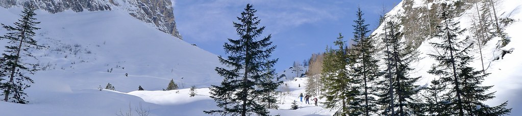 Skitour Sextener Dolomiten, Aufstieg zur Drei Zinnen Hütte. Foto: Günther Härter