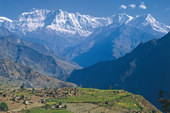 Zelt-Trekking Nepal, Rund um Dhaulagiri. Majestätisch: der Dhaulagiri-Himal über dem Myangdi Khola. Foto: Günther Härter.