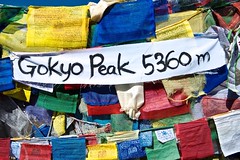 Gebetsfahnen auf dem Gipfel des Gokyo Ri, 5360 m. Foto: Archiv Härter.